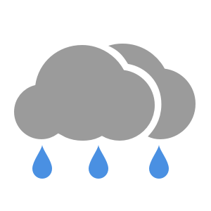多雲，有驟雨及狂風雷暴，雨勢有時頗大。